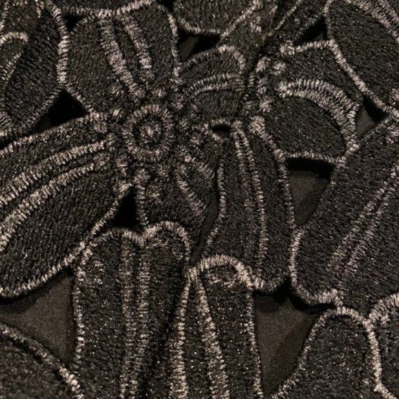 Saylor x Free People Jessa Foil Lace Dress in Black and Silver - Picture 7 of 9